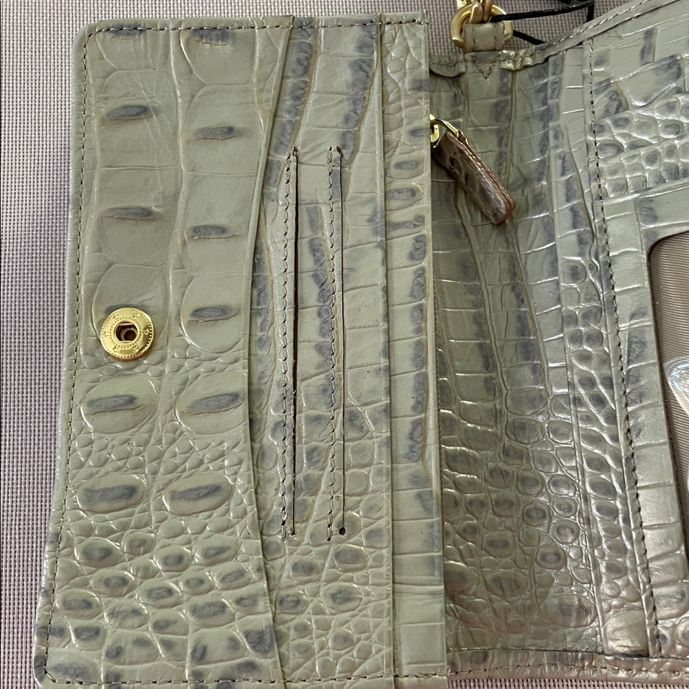 Brahmin Cream Croc-Embossed Wristlet - Picture 7 of 12